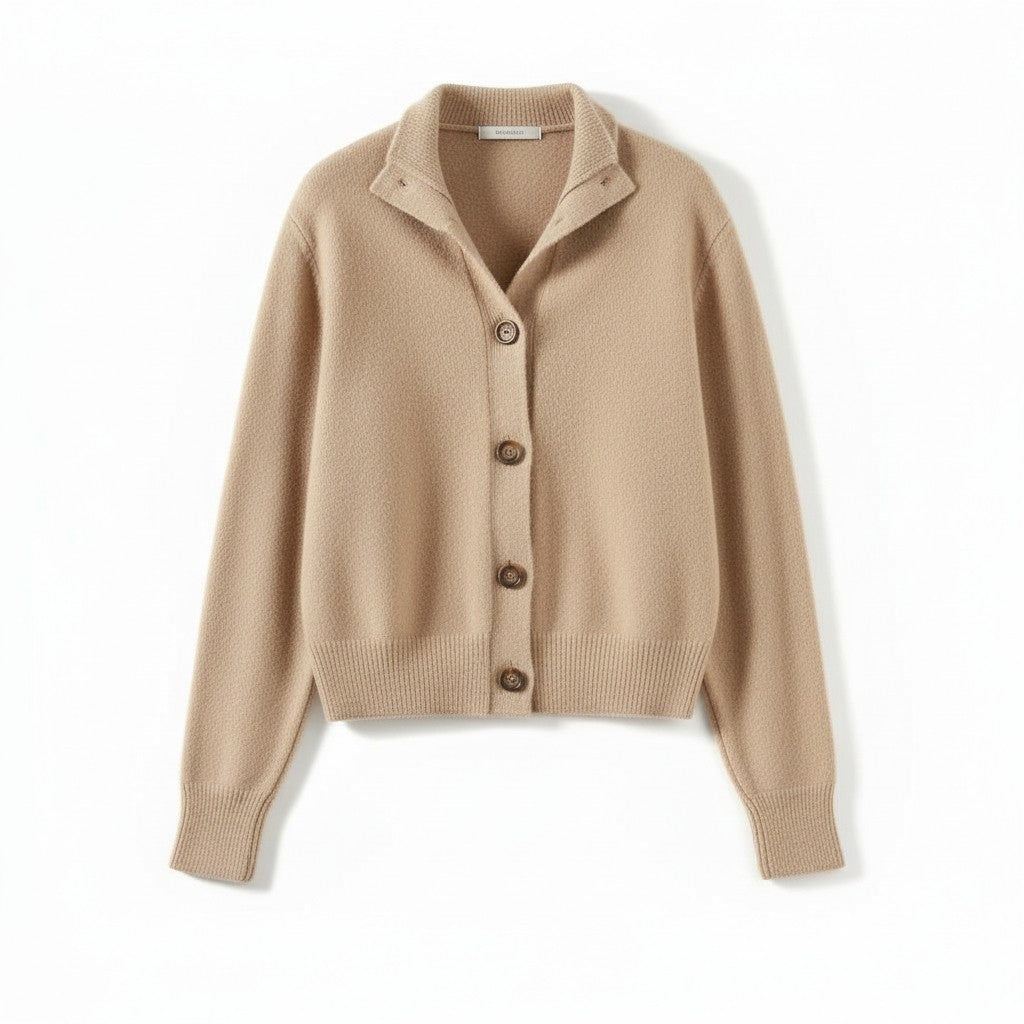 Women’s Cashmere Wool Vest with Collar and Buttons-Bon Voyage Vintage