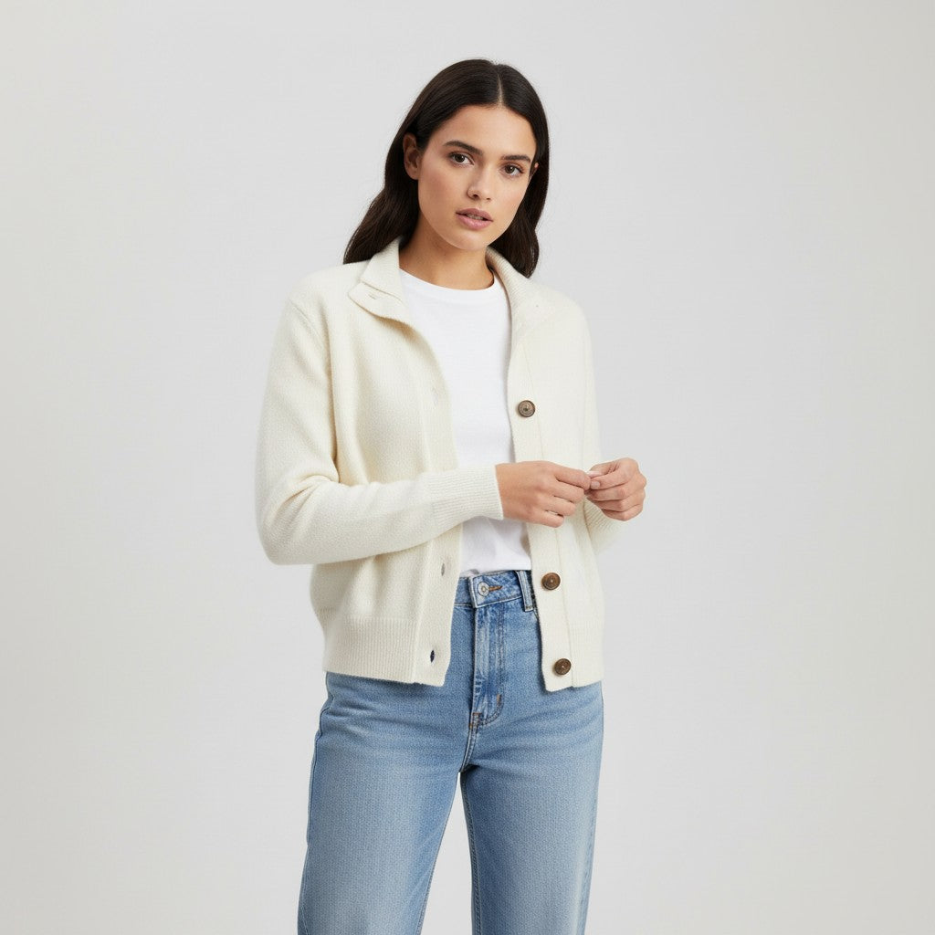 Women’s Cashmere Wool Vest with Collar and Buttons-Bon Voyage Vintage