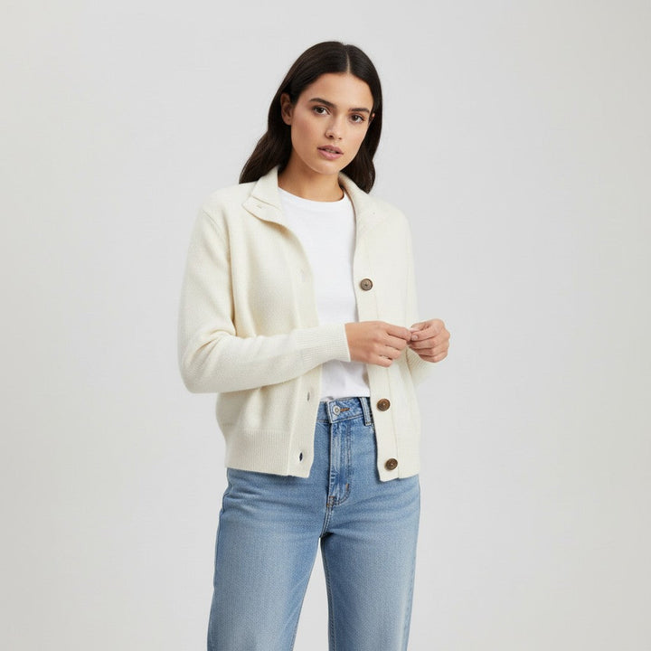 Women’s Cashmere Wool Vest with Collar and Buttons-Bon Voyage Vintage
