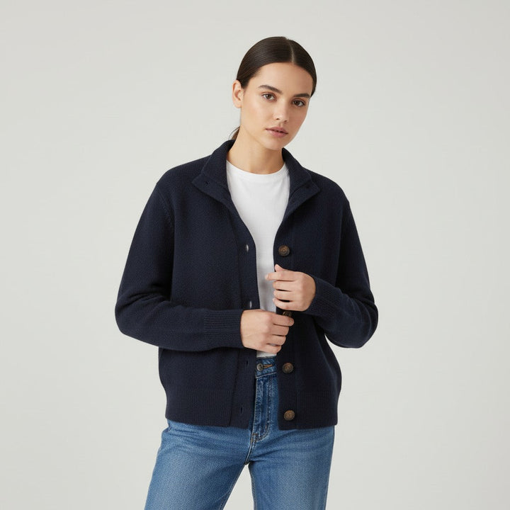 Women’s Cashmere Wool Vest with Collar and Buttons-Bon Voyage Vintage