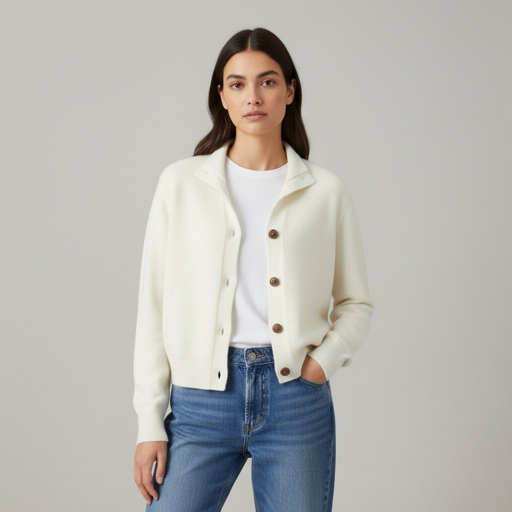 Women’s Cashmere Wool Vest with Collar and Buttons-Bon Voyage Vintage