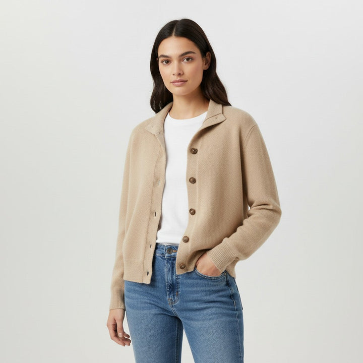 Women’s Cashmere Wool Vest with Collar and Buttons-Bon Voyage Vintage