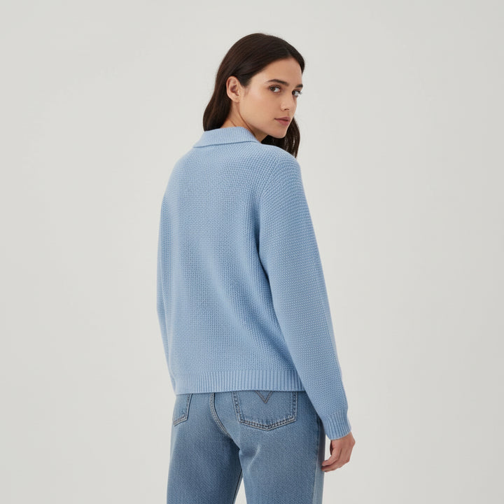 Women’s Casual Button Knitted Lapel Sweater – Long Sleeve Loose Fit Jumper-Bon Voyage Vintage