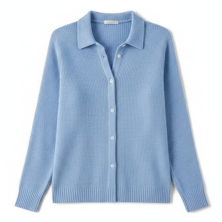Women’s Casual Button Knitted Lapel Sweater – Long Sleeve Loose Fit Jumper-Bon Voyage Vintage