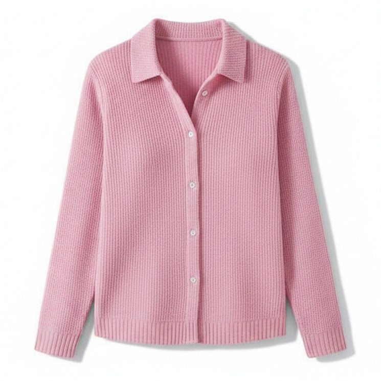 Women’s Casual Button Knitted Lapel Sweater – Long Sleeve Loose Fit Jumper-Bon Voyage Vintage