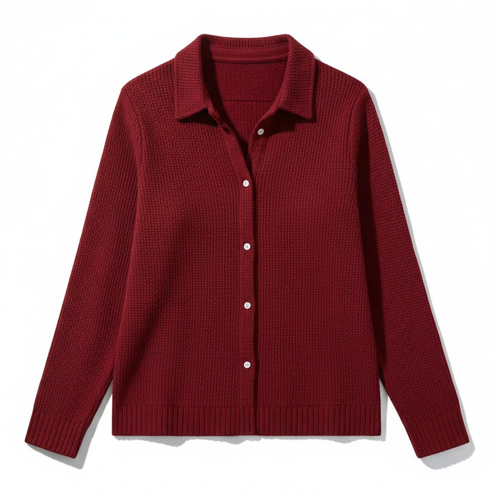 Women’s Casual Button Knitted Lapel Sweater – Long Sleeve Loose Fit Jumper-Bon Voyage Vintage