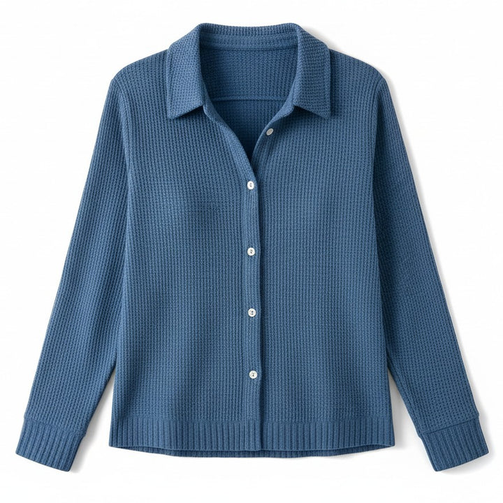 Women’s Casual Button Knitted Lapel Sweater – Long Sleeve Loose Fit Jumper-Bon Voyage Vintage
