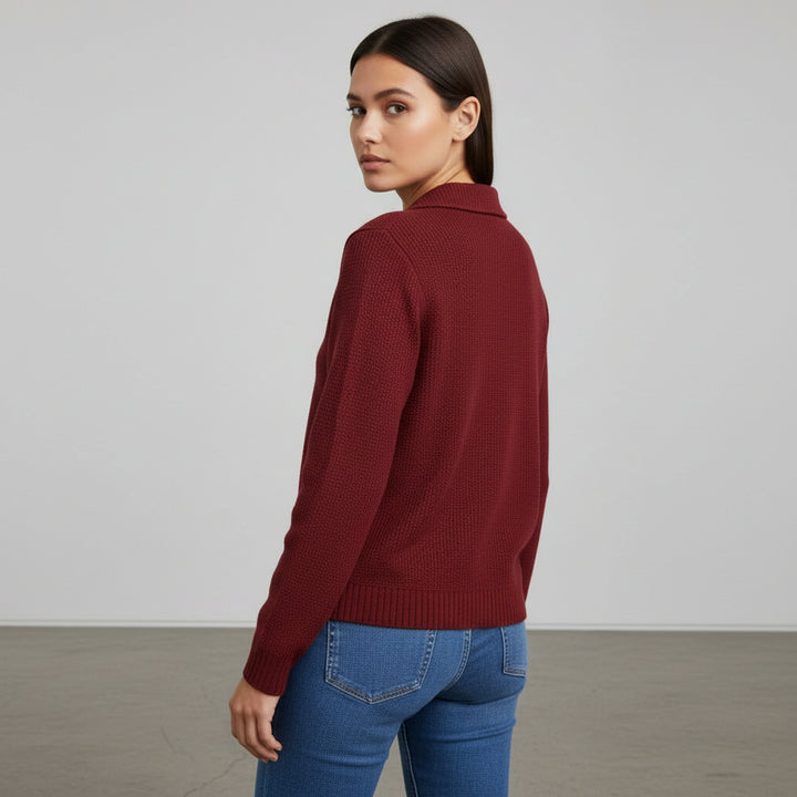 Women’s Casual Button Knitted Lapel Sweater – Long Sleeve Loose Fit Jumper-Bon Voyage Vintage