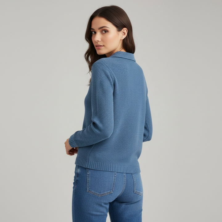 Women’s Casual Button Knitted Lapel Sweater – Long Sleeve Loose Fit Jumper-Bon Voyage Vintage