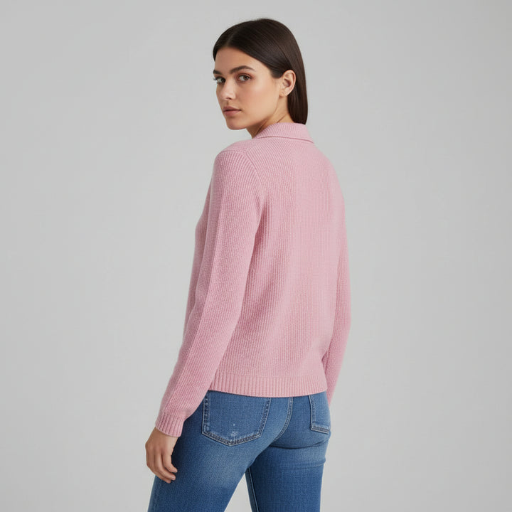 Women’s Casual Button Knitted Lapel Sweater – Long Sleeve Loose Fit Jumper-Bon Voyage Vintage