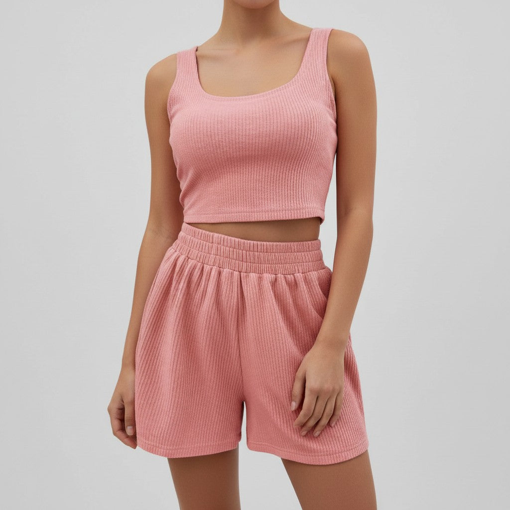 Women's Casual Knit Two Piece Lounge Outfit-Bon Voyage Vintage
