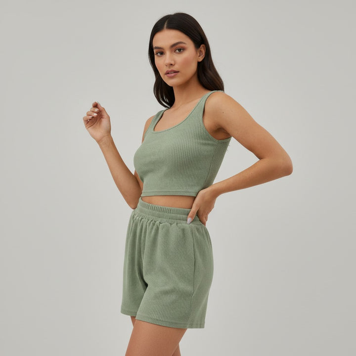Women's Casual Knit Two Piece Lounge Outfit-Bon Voyage Vintage