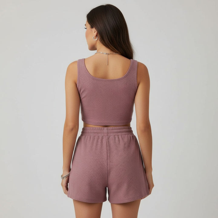 Women's Casual Knit Two Piece Lounge Outfit-Bon Voyage Vintage
