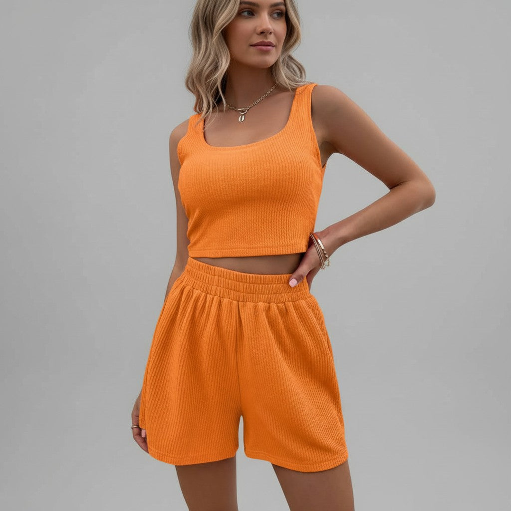 Women's Casual Knit Two Piece Lounge Outfit-Bon Voyage Vintage