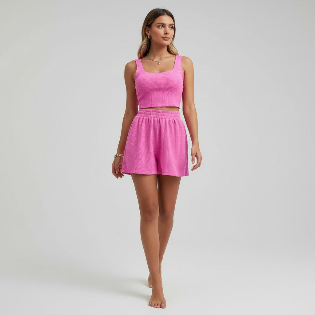 Women's Casual Knit Two Piece Lounge Outfit-Bon Voyage Vintage