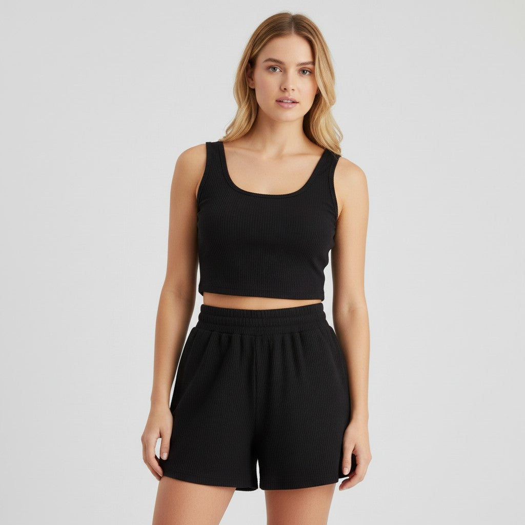Women's Casual Knit Two Piece Lounge Outfit-Bon Voyage Vintage