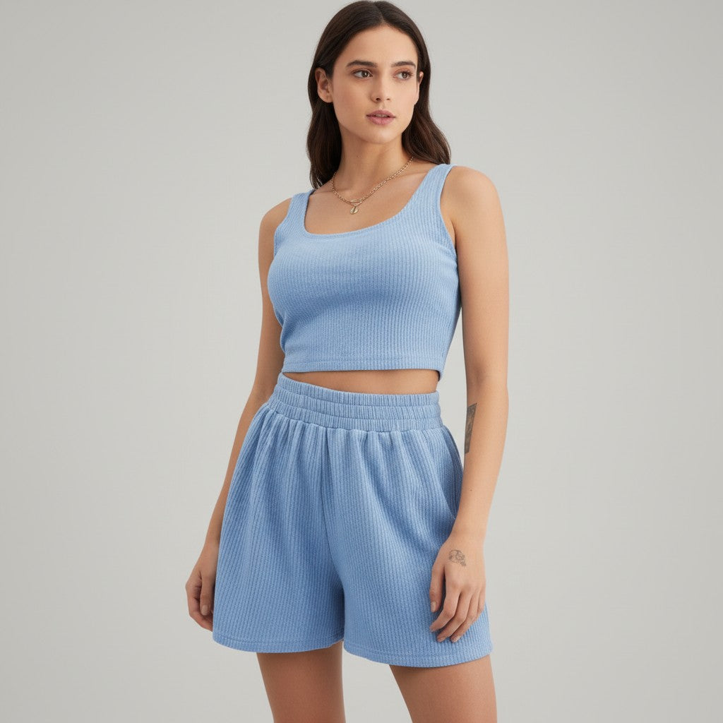Women's Casual Knit Two Piece Lounge Outfit-Bon Voyage Vintage