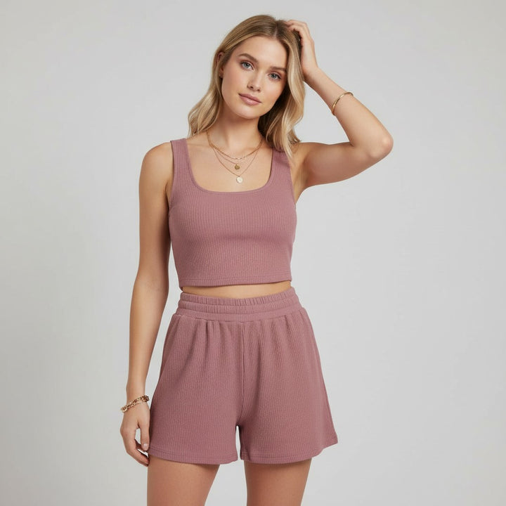 Women's Casual Knit Two Piece Lounge Outfit-Bon Voyage Vintage