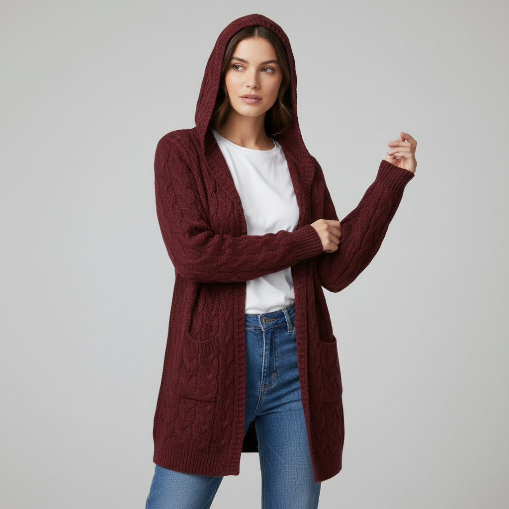 Women’s Casual Open Front Cardigan Sweater with Pockets-Bon Voyage Vintage