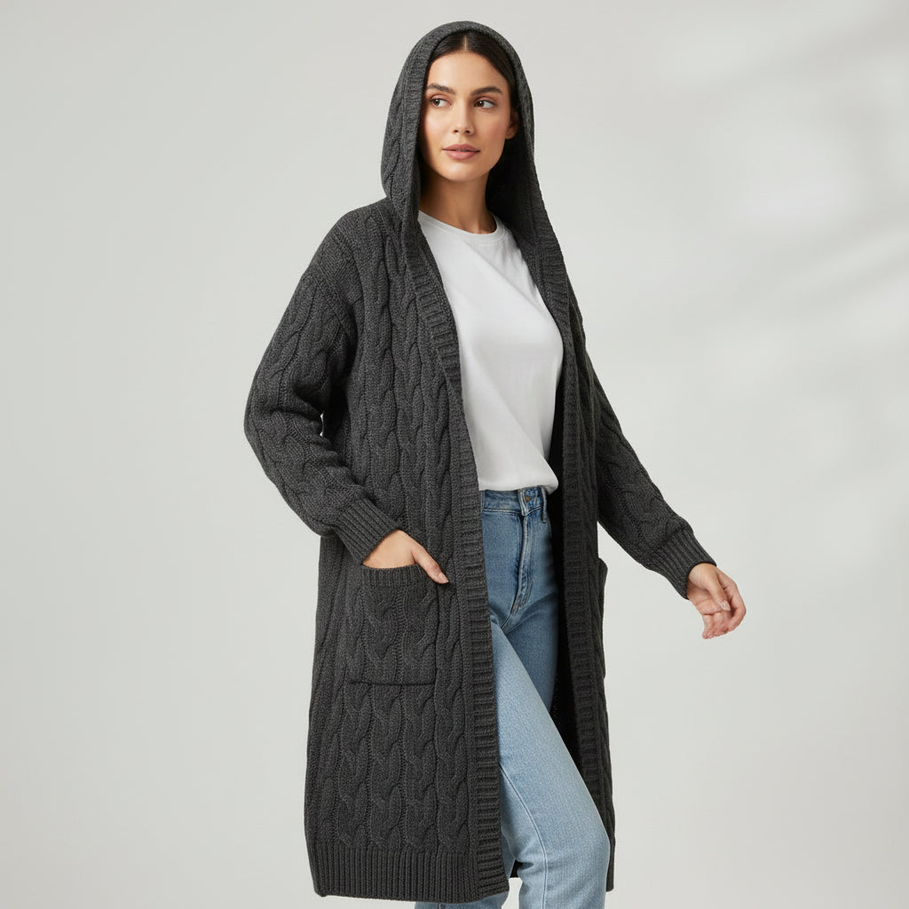 Women’s Casual Open Front Cardigan Sweater with Pockets-Bon Voyage Vintage