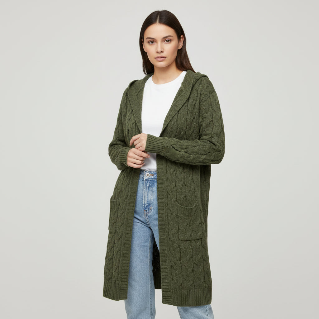 Women’s Casual Open Front Cardigan Sweater with Pockets-Bon Voyage Vintage