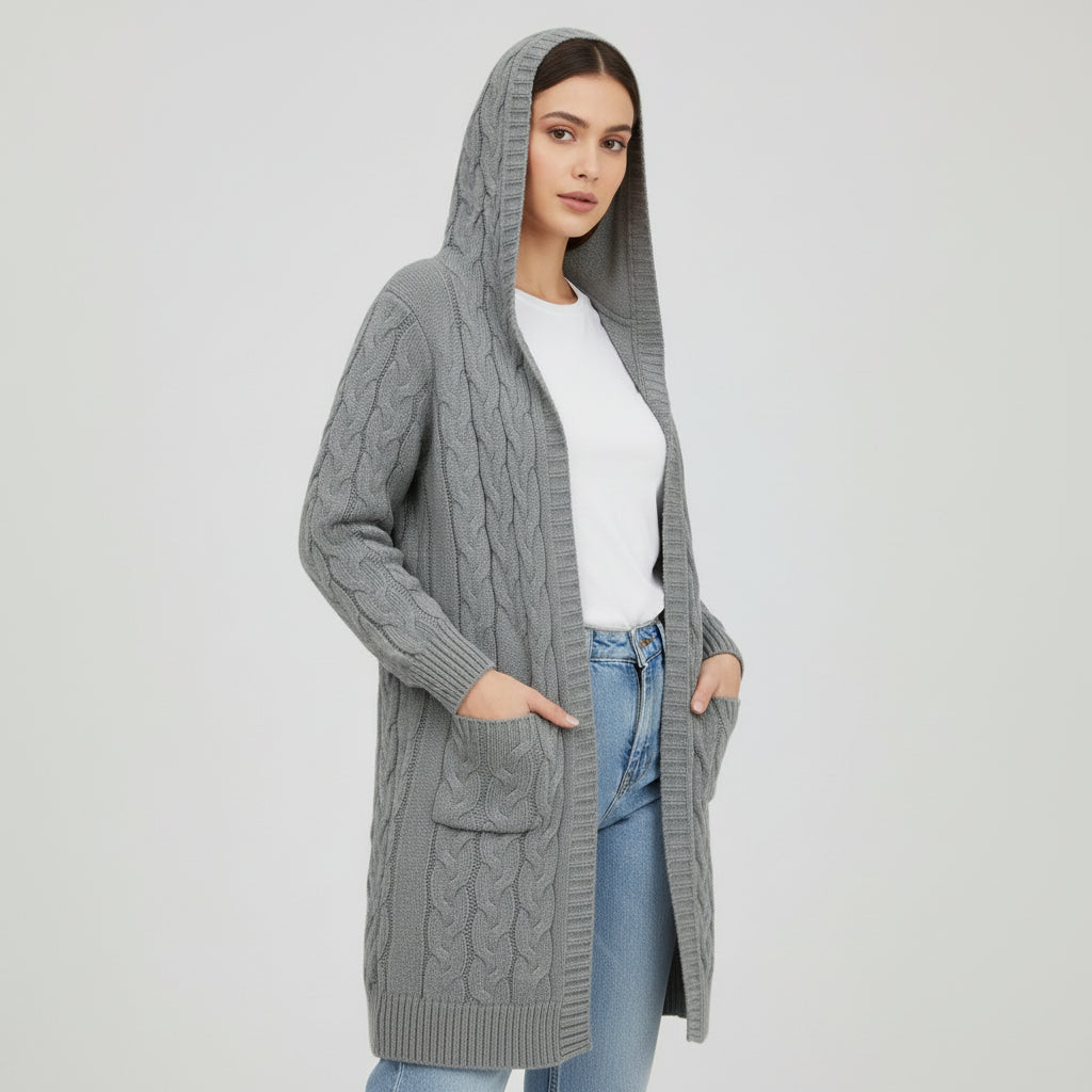 Women’s Casual Open Front Cardigan Sweater with Pockets-Bon Voyage Vintage