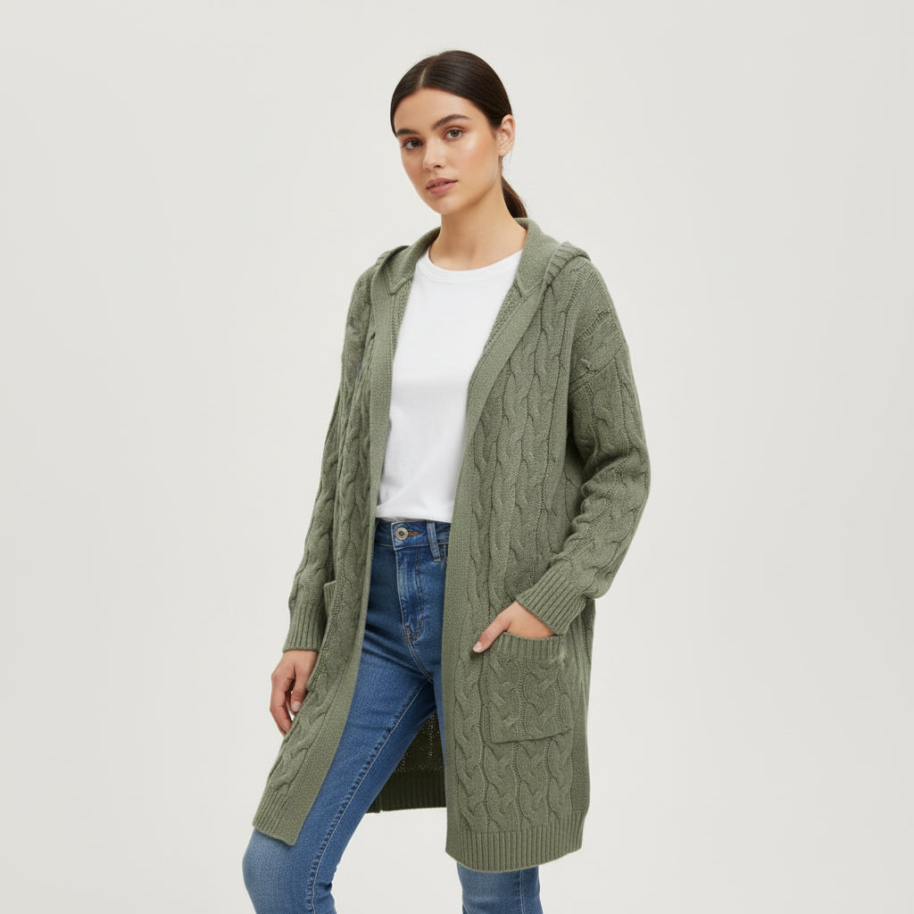 Women’s Casual Open Front Cardigan Sweater with Pockets-Bon Voyage Vintage