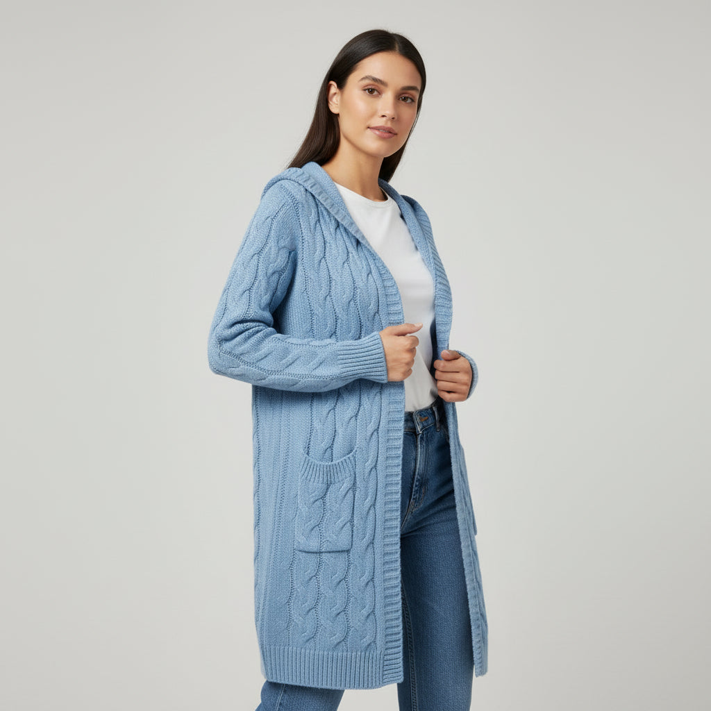 Women’s Casual Open Front Cardigan Sweater with Pockets-Bon Voyage Vintage