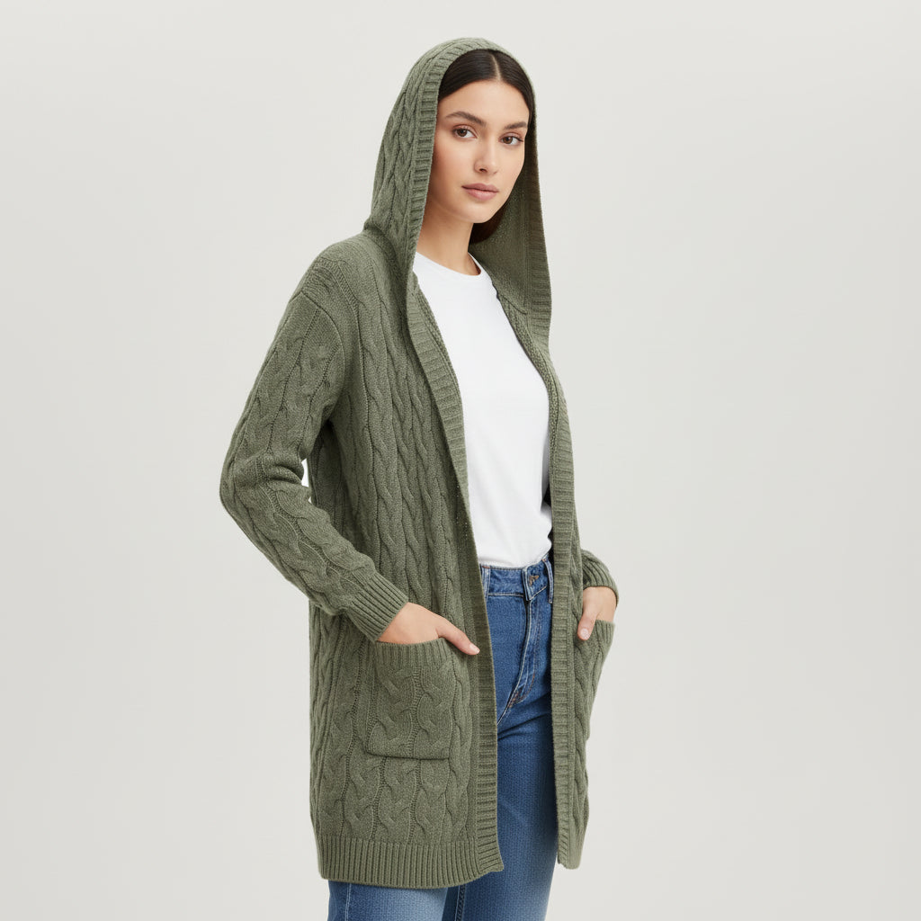 Women’s Casual Open Front Cardigan Sweater with Pockets-Bon Voyage Vintage
