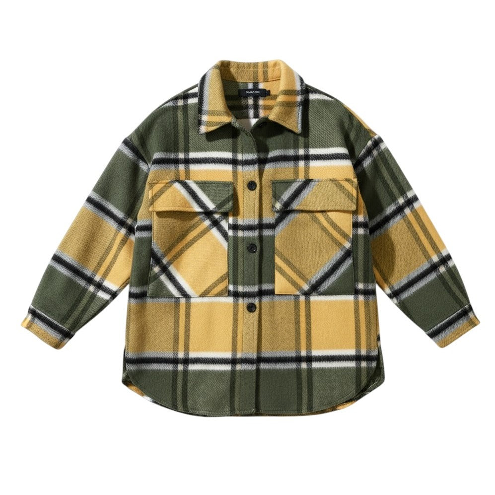 Women’s Checked Single-Breasted Coat-Bon Voyage Vintage