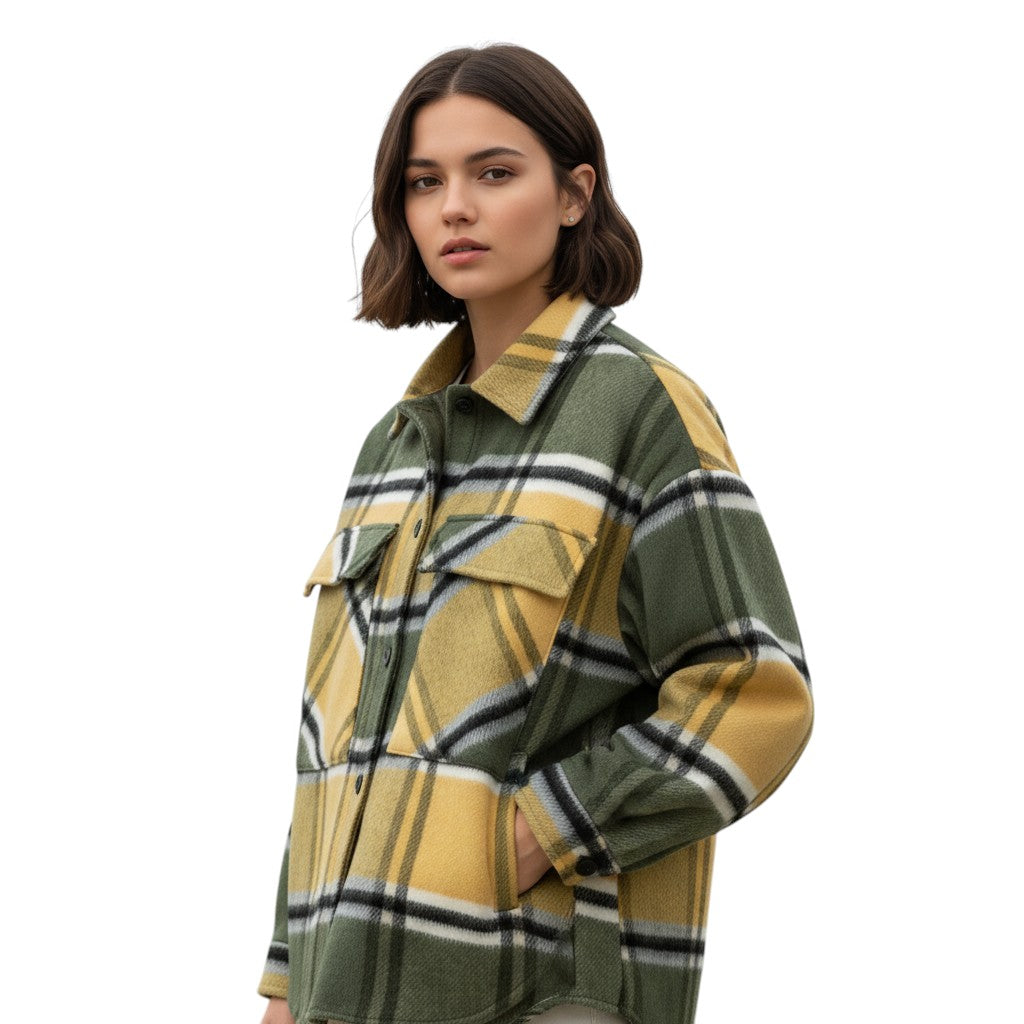 Women’s Checked Single-Breasted Coat-Bon Voyage Vintage