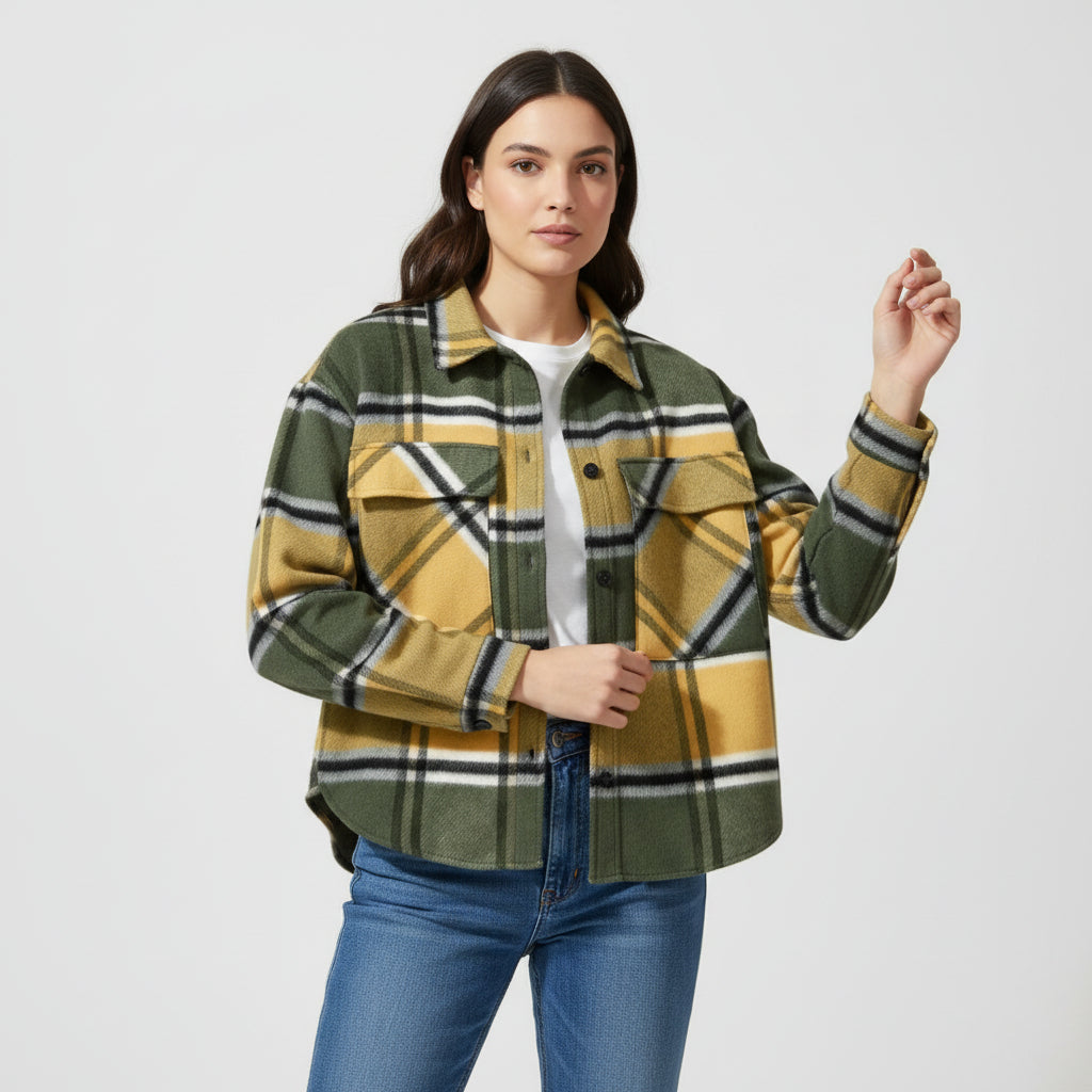 Women’s Checked Single-Breasted Coat-Bon Voyage Vintage