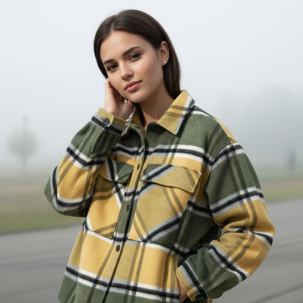 Women’s Checked Single-Breasted Coat-Bon Voyage Vintage
