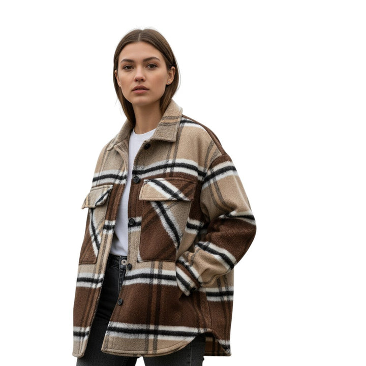 Women’s Checked Single-Breasted Coat-Bon Voyage Vintage