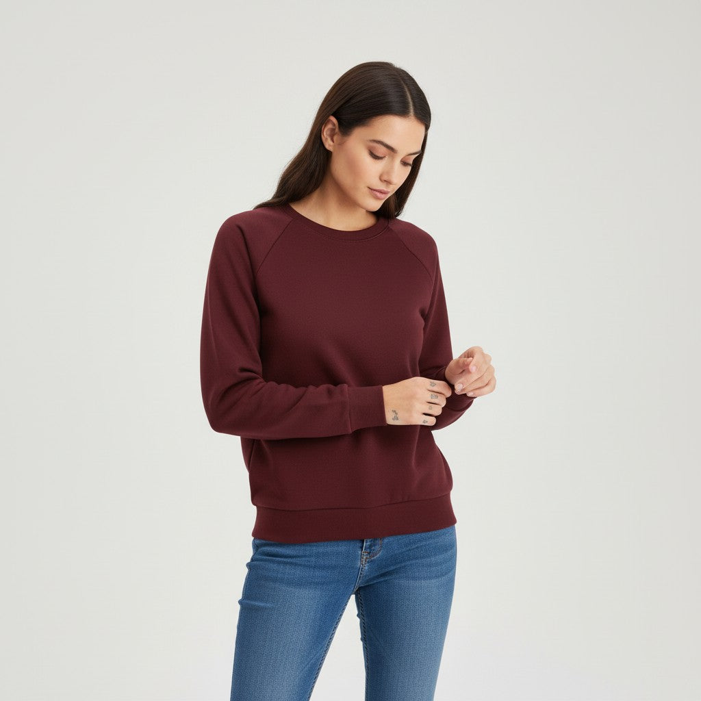 Women’s Cotton Sweatshirt Long Sleeve Casual Crewneck Pullover-Bon Voyage Vintage