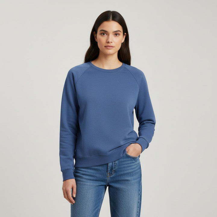 Women’s Cotton Sweatshirt Long Sleeve Casual Crewneck Pullover-Bon Voyage Vintage