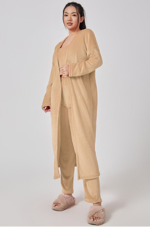 Women’s Cozy 3 Piece Pajama Set Crop Top, Wide-Leg Pants and Pullover Lounge Set-Bon Voyage Vintage
