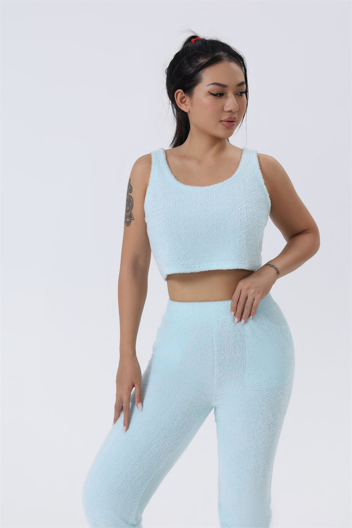 Women’s Cozy 3 Piece Pajama Set Crop Top, Wide-Leg Pants and Pullover Lounge Set-Bon Voyage Vintage