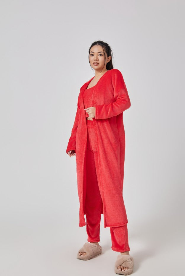 Women’s Cozy 3 Piece Pajama Set Crop Top, Wide-Leg Pants and Pullover Lounge Set-Bon Voyage Vintage