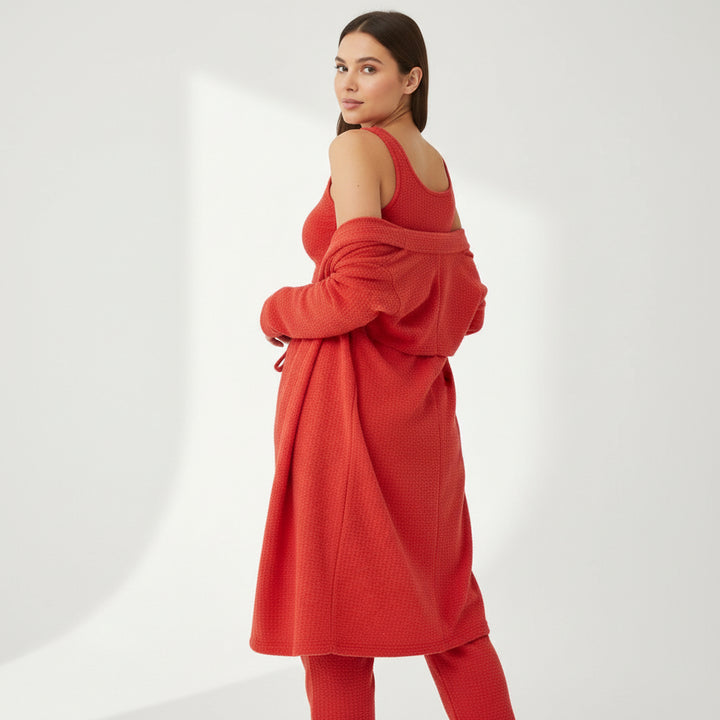 Women’s Cozy 3 Piece Pajama Set Crop Top, Wide-Leg Pants and Pullover Lounge Set-Bon Voyage Vintage