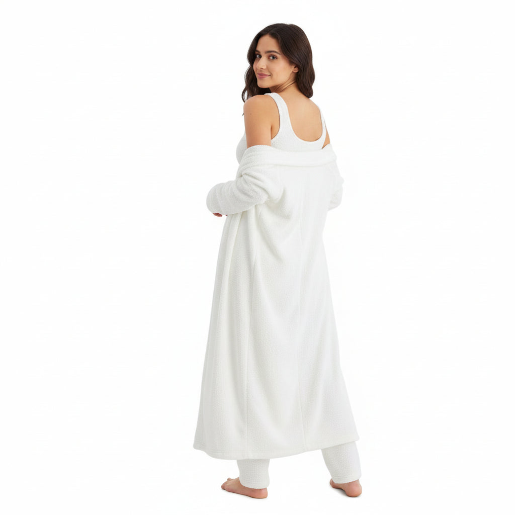 Women’s Cozy 3 Piece Pajama Set Crop Top, Wide-Leg Pants and Pullover Lounge Set-Bon Voyage Vintage