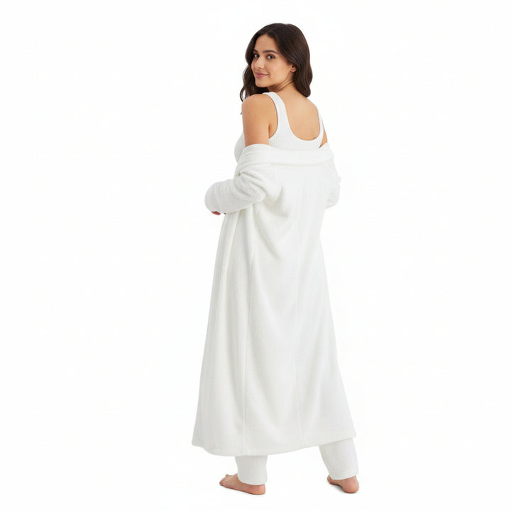 Women’s Cozy 3 Piece Pajama Set Crop Top, Wide-Leg Pants and Pullover Lounge Set-Bon Voyage Vintage