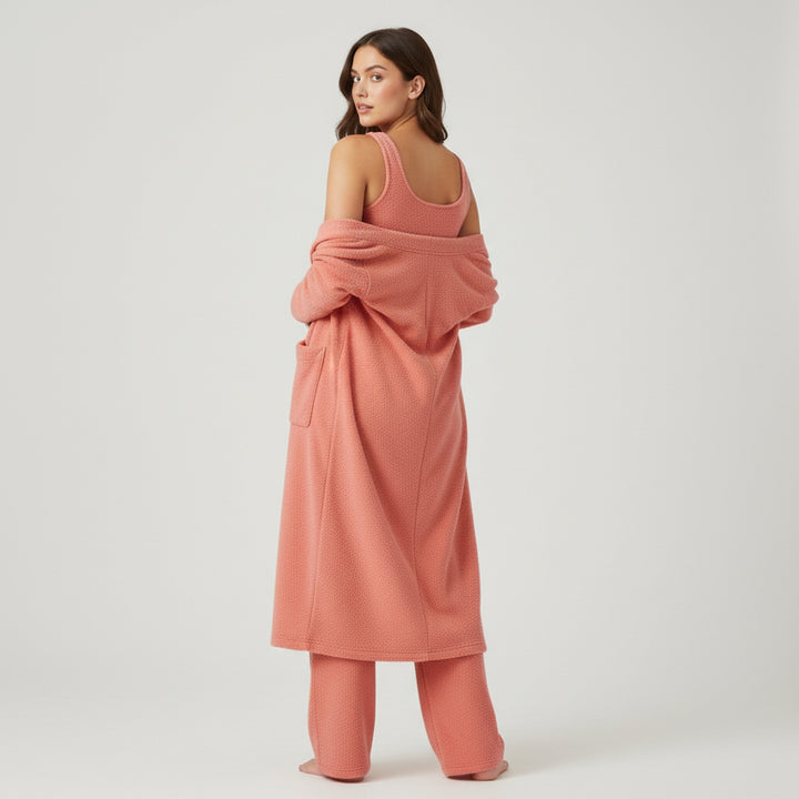 Women’s Cozy 3 Piece Pajama Set Crop Top, Wide-Leg Pants and Pullover Lounge Set-Bon Voyage Vintage