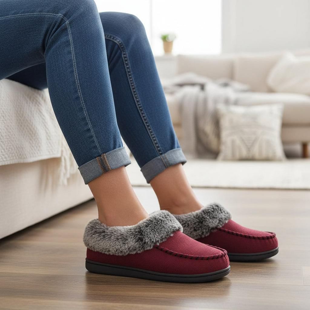 Women’s Cozy Non-Slip Slippers-Bon Voyage Vintage