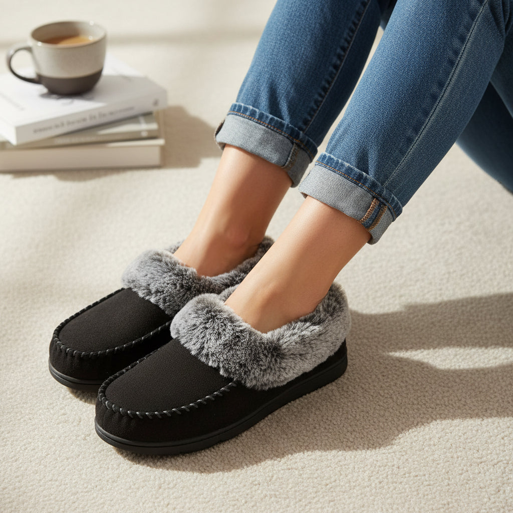 Women’s Cozy Non-Slip Slippers-Bon Voyage Vintage