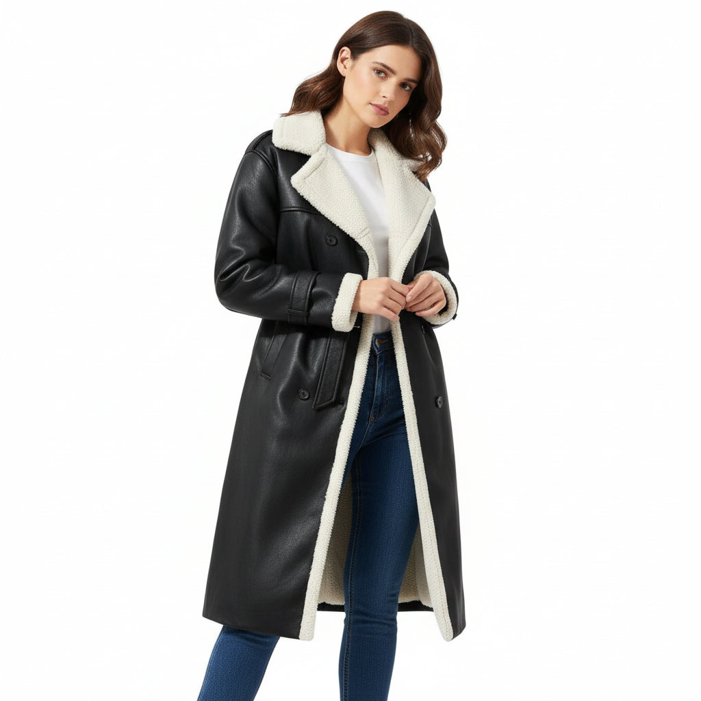 Women’s Double Breasted Long Trench Coat Classic Windbreaker Outerwear-Bon Voyage Vintage
