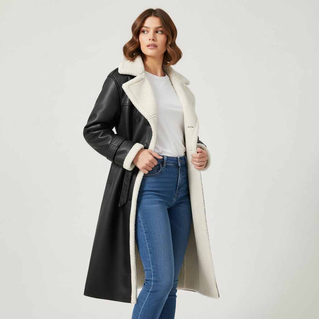 Women’s Double Breasted Long Trench Coat Classic Windbreaker Outerwear-Bon Voyage Vintage