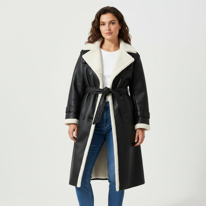 Women’s Double Breasted Long Trench Coat Classic Windbreaker Outerwear-Bon Voyage Vintage