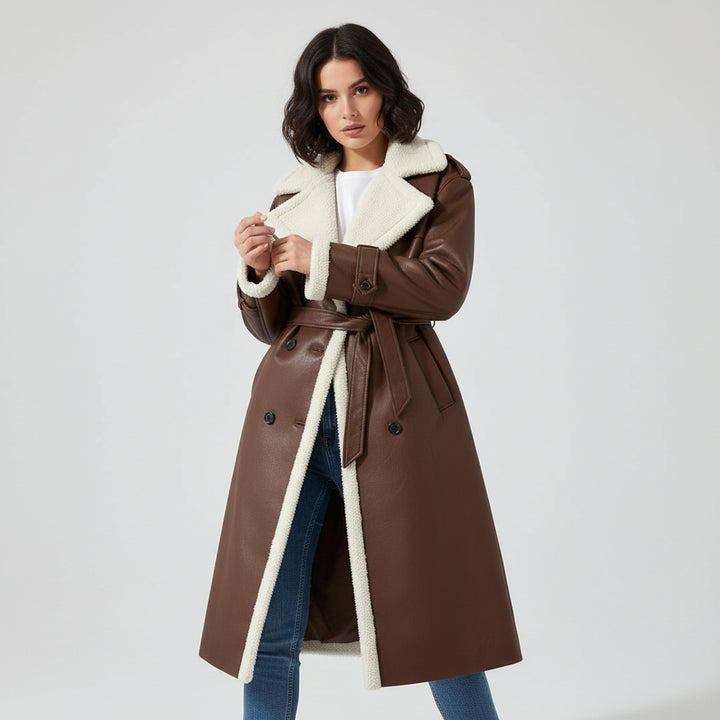 Women’s Double Breasted Long Trench Coat Classic Windbreaker Outerwear-Bon Voyage Vintage