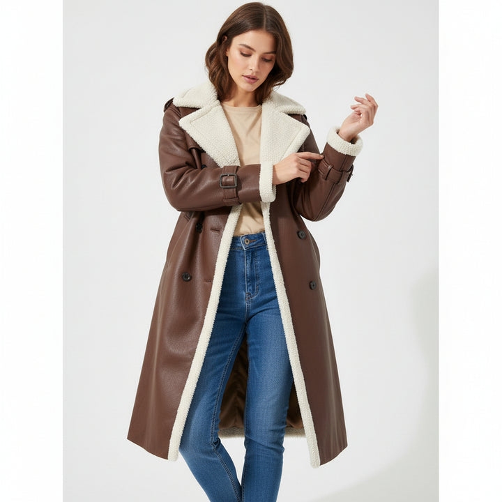 Women’s Double Breasted Long Trench Coat Classic Windbreaker Outerwear-Bon Voyage Vintage